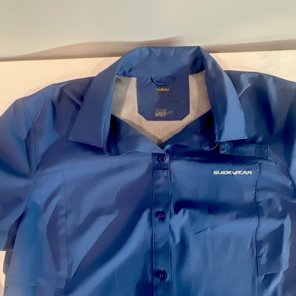 Cabelas Shirt Vented Blue GuideWear Long Sleeve Button Outdoors UPF 30 Large L - Picture 9 of 11